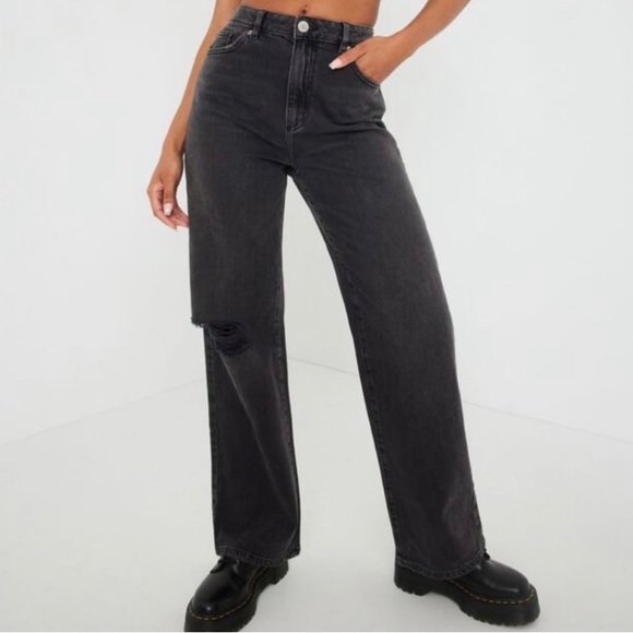 Garage Denim - Garage Jambe Wide Leg High Waist Jeans Black Denim